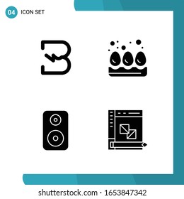 Vektorillustration-Packung mit 4 Glyphe-Symbolen. Solid Style Symbol auf weißem Hintergrund für Web und Mobile.