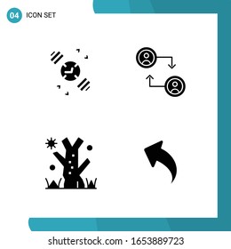 Vector Pack of 4 Glyph Symbols. Solid Style Icon Set on White Background for Web and Mobile.