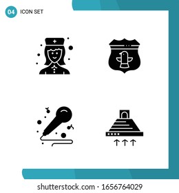 Paquete vectorial de 4 símbolos de glifo. Icono de estilo sólido establecido en fondo blanco para Web y móvil.