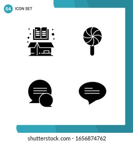 Vektorillustration-Packung mit 4 Glyphe-Symbolen. Solid Style Symbol auf weißem Hintergrund für Web und Mobile.