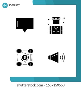 Paquete vectorial de 4 símbolos de glifo. Icono de estilo sólido establecido en fondo blanco para Web y móvil.