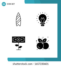 Vector Pack of 4 Glyph Symbols. Solid Style Icon Set on White Background for Web and Mobile.