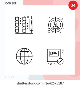 Vector Pack of 4 Icons in Line Style. Creative Outline Pack isolated on White Background for Web and Mobile.