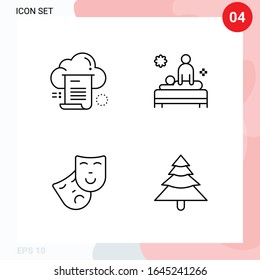Paquete vectorial de 4 iconos en estilo de línea. Paquete de esquema creativo aislado en fondo blanco para web y móvil.