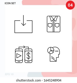 Vector Pack of 4 Icons in Line Style. Creative Outline Pack isolated on White Background for Web and Mobile.