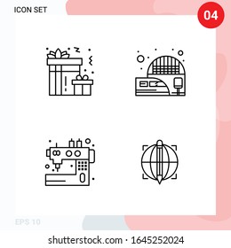 Paquete vectorial de 4 iconos en estilo de línea. Paquete de esquema creativo aislado en fondo blanco para web y móvil.