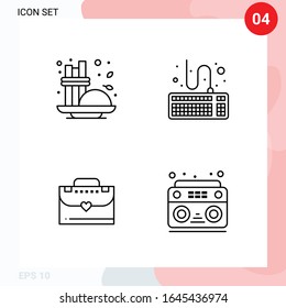 Vektorillustration Pack von 4 Symbolen in Line Style. Creative Outline Pack einzeln auf weißem Hintergrund für Web und Mobile.