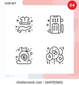 Vector Pack of 4 Icons in Line Style. Creative Outline Pack isolated on White Background for Web and Mobile.