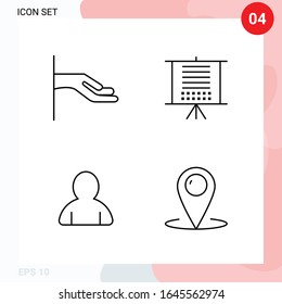 Vector Pack of 4 Icons in Line Style. Creative Outline Pack isolated on White Background for Web and Mobile.