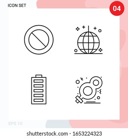 Vector Pack of 4 Icons in Line Style. Creative Outline Pack isolated on White Background for Web and Mobile.
