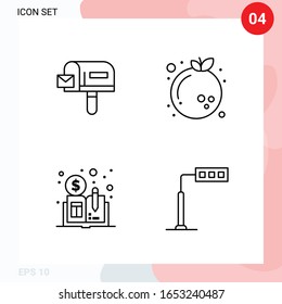 Vektorillustration Pack von 4 Symbolen in Line Style. Creative Outline Pack einzeln auf weißem Hintergrund für Web und Mobile.
