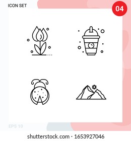 Vector Pack of 4 Icons in Line Style. Creative Outline Pack isolated on White Background for Web and Mobile.