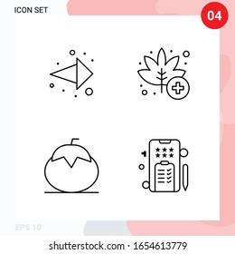 Paquete vectorial de 4 iconos en estilo de línea. Paquete de esquema creativo aislado en fondo blanco para web y móvil.