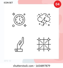 Vector Pack of 4 Icons in Line Style. Creative Outline Pack isolated on White Background for Web and Mobile.
