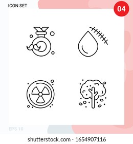Paquete vectorial de 4 iconos en estilo de línea. Paquete de esquema creativo aislado en fondo blanco para web y móvil.
