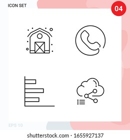 Vector Pack of 4 Icons in Line Style. Creative Outline Pack isolated on White Background for Web and Mobile.