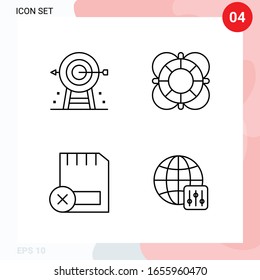 Vector Pack of 4 Icons in Line Style. Creative Outline Pack isolated on White Background for Web and Mobile.