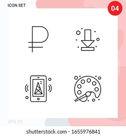 Vector Pack of 4 Icons in Line Style. Creative Outline Pack isolated on White Background for Web and Mobile.