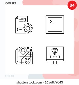 Vector Pack of 4 Icons in Line Style. Creative Outline Pack isolated on White Background for Web and Mobile.