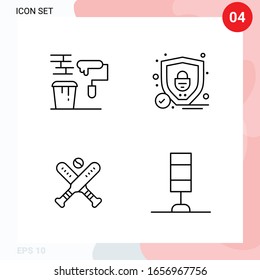 Paquete vectorial de 4 iconos en estilo de línea. Paquete de esquema creativo aislado en fondo blanco para web y móvil.