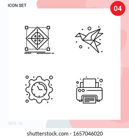 Vector Pack of 4 Icons in Line Style. Creative Outline Pack isolated on White Background for Web and Mobile.