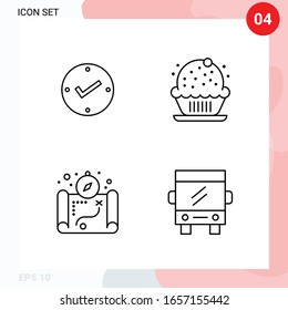 Vector Pack of 4 Icons in Line Style. Creative Outline Pack isolated on White Background for Web and Mobile.