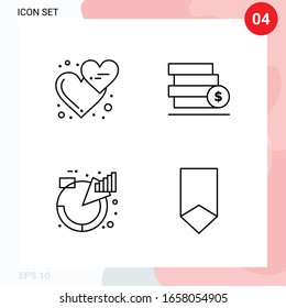 Vector Pack of 4 Icons in Line Style. Creative Outline Pack isolated on White Background for Web and Mobile.