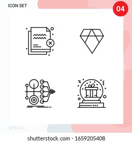 Vector Pack of 4 Icons in Line Style. Creative Outline Pack isolated on White Background for Web and Mobile.