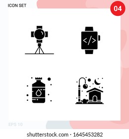 Vector Pack of 4 Icons in Solid Style. Creative Glyph Pack isolated on White Background for Web and Mobile.
