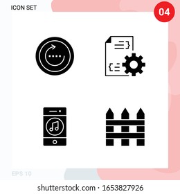 Vector Pack of 4 Icons in Solid Style. Creative Glyph Pack isolated on White Background for Web and Mobile.
