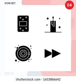 Vector Pack of 4 Icons in Solid Style. Creative Glyph Pack isolated on White Background for Web and Mobile.