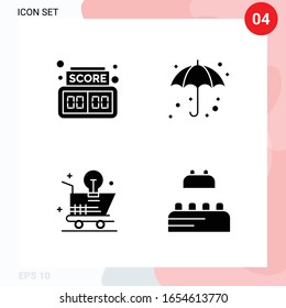 Vector Pack of 4 Icons in Solid Style. Creative Glyph Pack isolated on White Background for Web and Mobile.