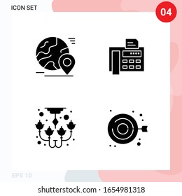 Vector Pack of 4 Icons in Solid Style. Creative Glyph Pack isolated on White Background for Web and Mobile.