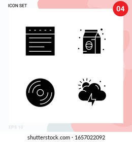 Vector Pack of 4 Icons in Solid Style. Creative Glyph Pack isolated on White Background for Web and Mobile.