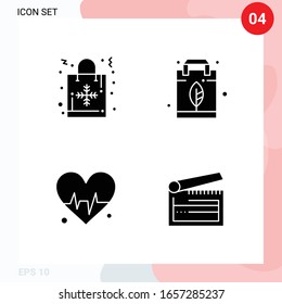 Vector Pack of 4 Icons in Solid Style. Creative Glyph Pack isolated on White Background for Web and Mobile.