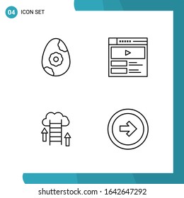 Vector Pack of 4 Outline Symbols. Line Style Icon Set on White Background for Web and Mobile.