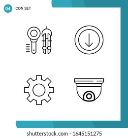 Vector Pack of 4 Outline Symbols. Line Style Icon Set on White Background for Web and Mobile.