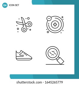 Paquete de vectores de 4 símbolos de esquema. Icono de estilo de línea establecido en fondo blanco para Web y móvil.