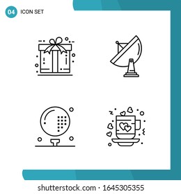 Paquete de vectores de 4 símbolos de esquema. Icono de estilo de línea establecido en fondo blanco para Web y móvil.