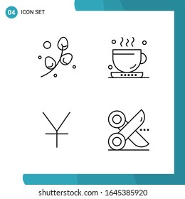 Vektorillustration-Paket mit 4 Symbolen in Umrissen. Line Style Symbol auf weißem Hintergrund für Web und Mobile.