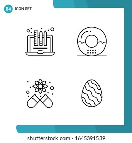 Paquete de vectores de 4 símbolos de esquema. Icono de estilo de línea establecido en fondo blanco para Web y móvil.