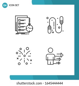 Vector Pack of 4 Outline Symbols. Line Style Icon Set on White Background for Web and Mobile.