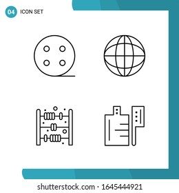 Vector Pack of 4 Outline Symbols. Line Style Icon Set on White Background for Web and Mobile.