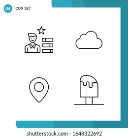 Paquete de vectores de 4 símbolos de esquema. Icono de estilo de línea establecido en fondo blanco para Web y móvil.