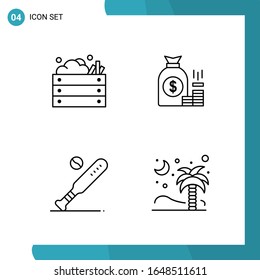 Vektorillustration-Paket mit 4 Symbolen in Umrissen. Line Style Symbol auf weißem Hintergrund für Web und Mobile.