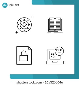 Vektorillustration-Paket mit 4 Symbolen in Umrissen. Line Style Symbol auf weißem Hintergrund für Web und Mobile.
