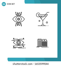 Vector Pack of 4 Outline Symbols. Line Style Icon Set on White Background for Web and Mobile.