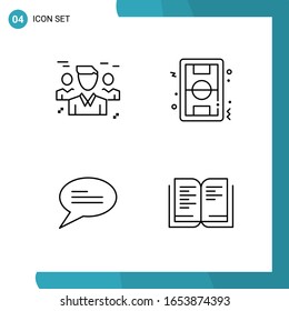 Paquete de vectores de 4 símbolos de esquema. Icono de estilo de línea establecido en fondo blanco para Web y móvil.