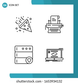 Vector Pack of 4 Outline Symbols. Line Style Icon Set on White Background for Web and Mobile.