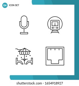 Paquete de vectores de 4 símbolos de esquema. Icono de estilo de línea establecido en fondo blanco para Web y móvil.